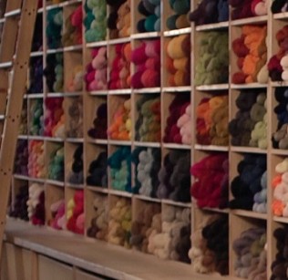 Just the Yarn shelves of yarn