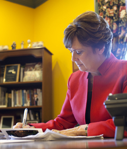 President Lynn Pasquerella ’80<br>in her Mary Lyon Hall office