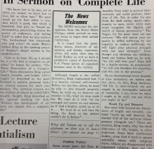 Article about Martin Luther King's sermon, part 1