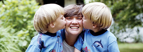 President Pasquerella and her sons Spencer and Pierce in 1994