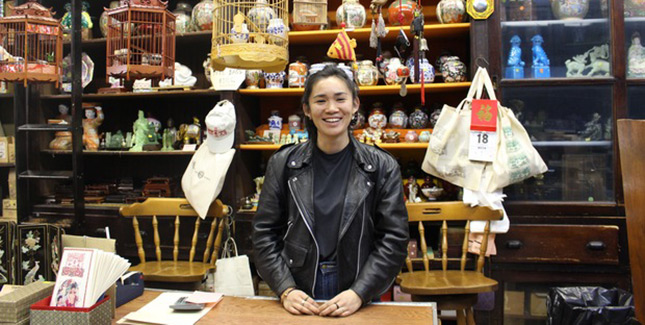 Mei Lum in her store Wing on Wo