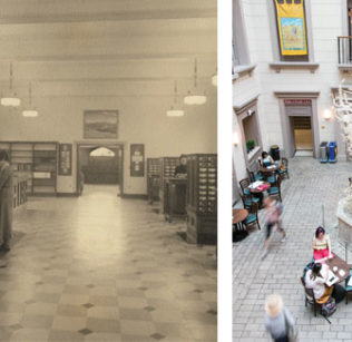 Library Atrium in the 1930s and 2018