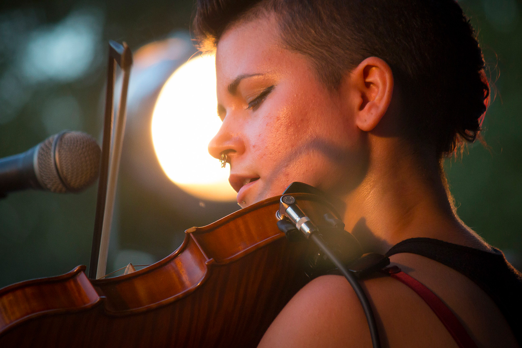 Zoe Darrow plays her Celtic fiddle.